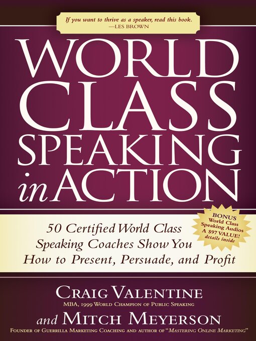 Title details for World Class Speaking in Action by Craig Valentine - Available